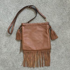 Rebecca Minkoff Fringe Leather Tan Crossbody Bag